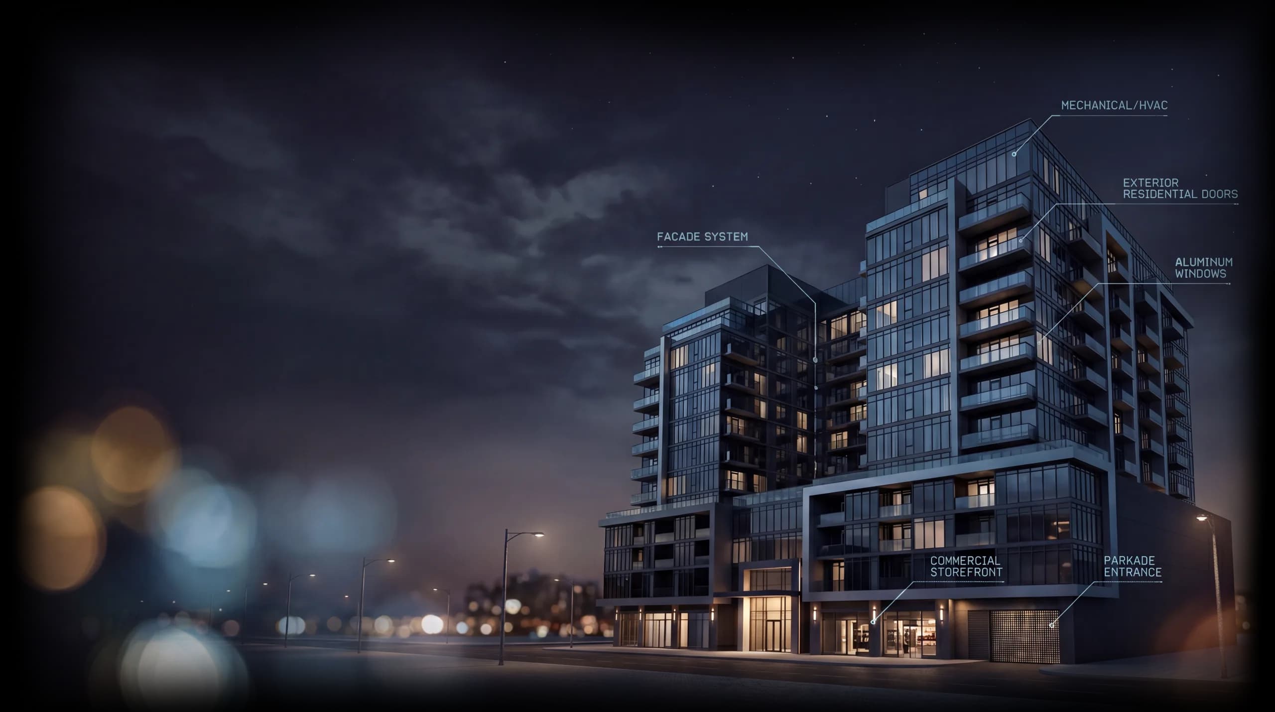 Modern building at night